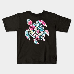 Turtle Floral Flower Turtles Lover Gifts Kids T-Shirt